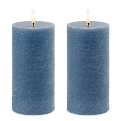 FIA Wick Candle BLUE (Set of 2) 3"D x 6"H Wax/Plastic 2 C Batteries Not Included