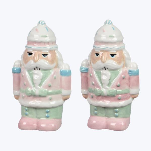 S/2 Christmas Ceramic Nutcracker Salt and Pepper Set