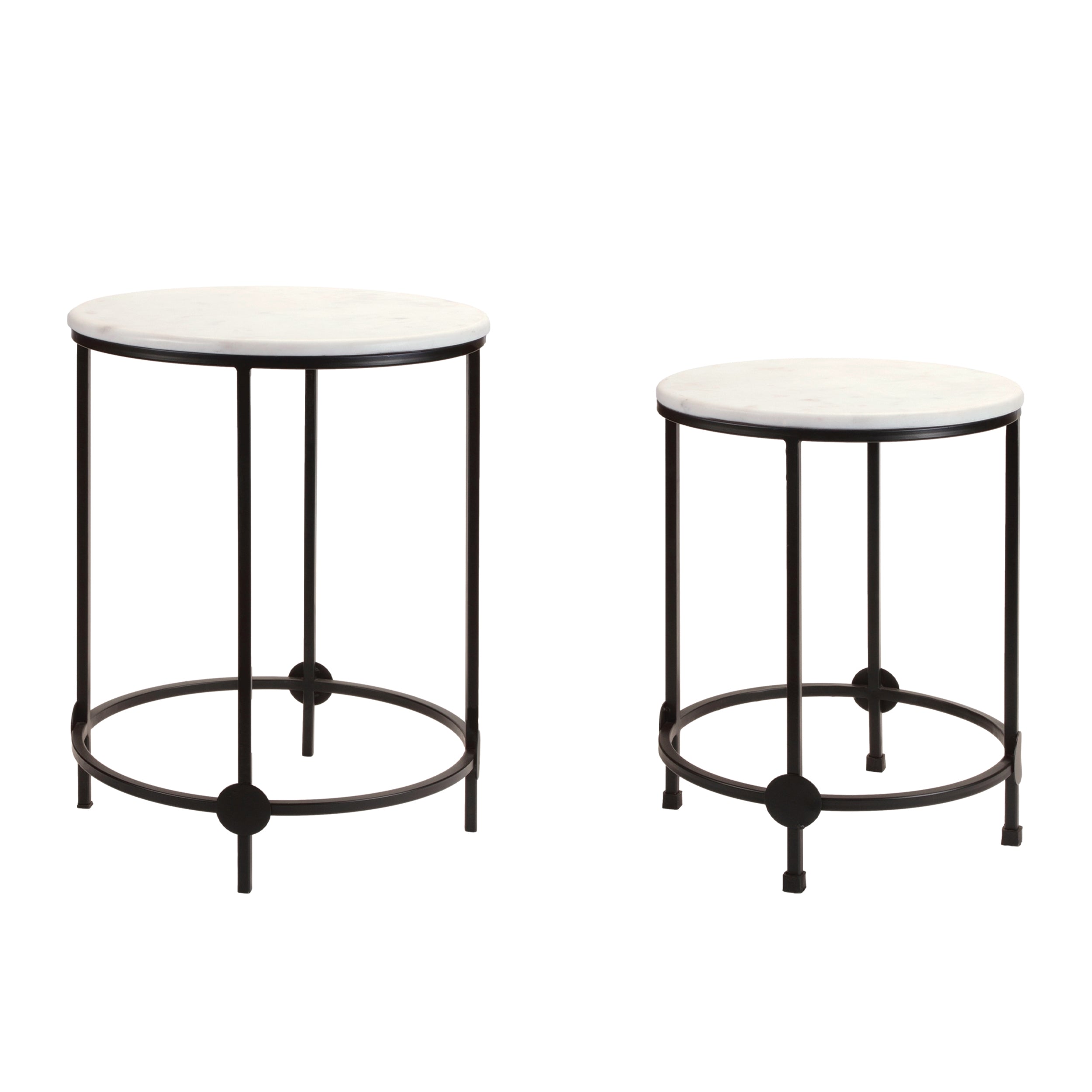 Round Marble Top Accent Table (Set of 2)