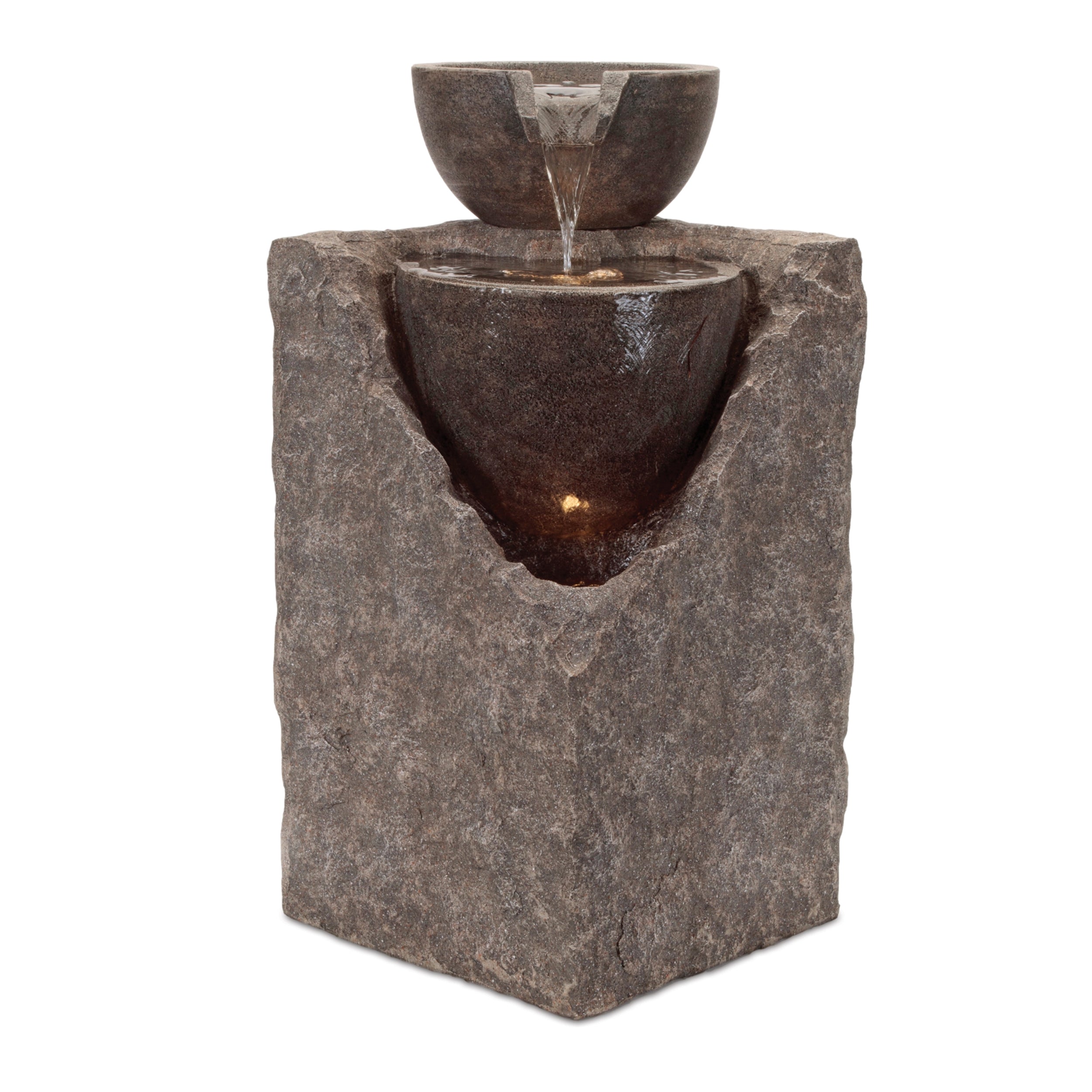 Cascading Tiered Stone Bowl Fountain 24"H