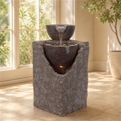 Cascading Tiered Stone Bowl Fountain 24"H