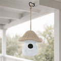 Mushroom Birdhouse with Wicker Design 8"H