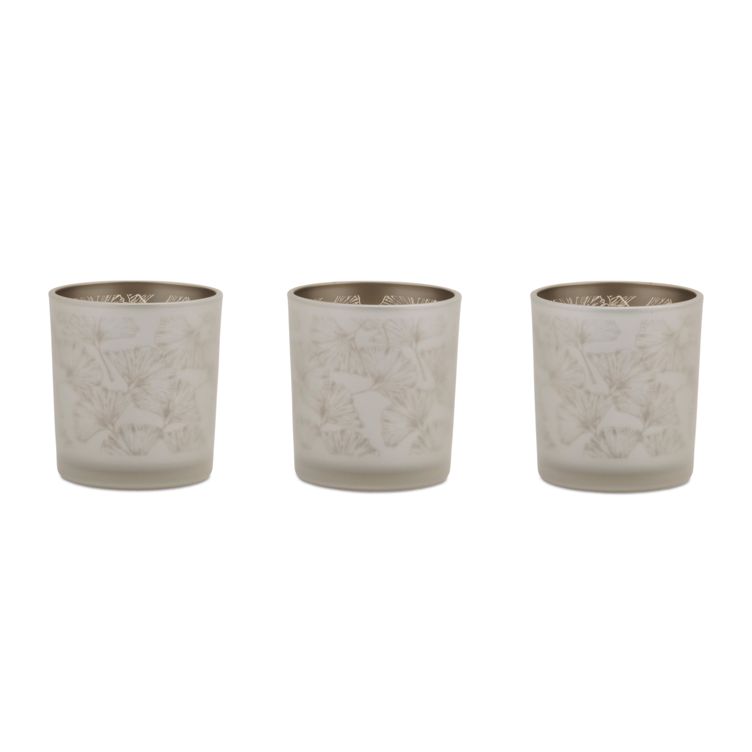 Set of 3 Silver & Gold Glass Votive Candle Holders