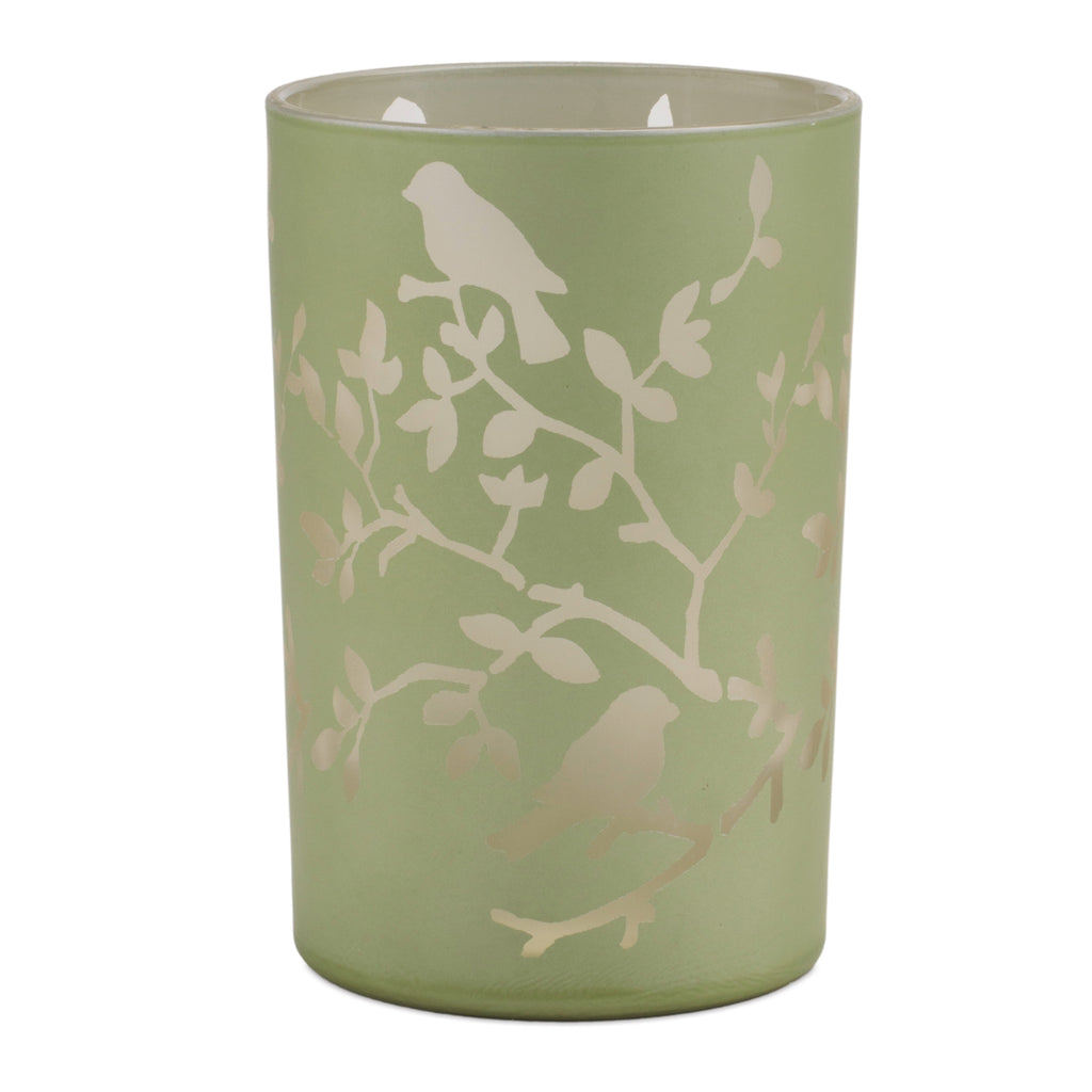 Frosted Floral Bird Candle Holder (Set of 2)