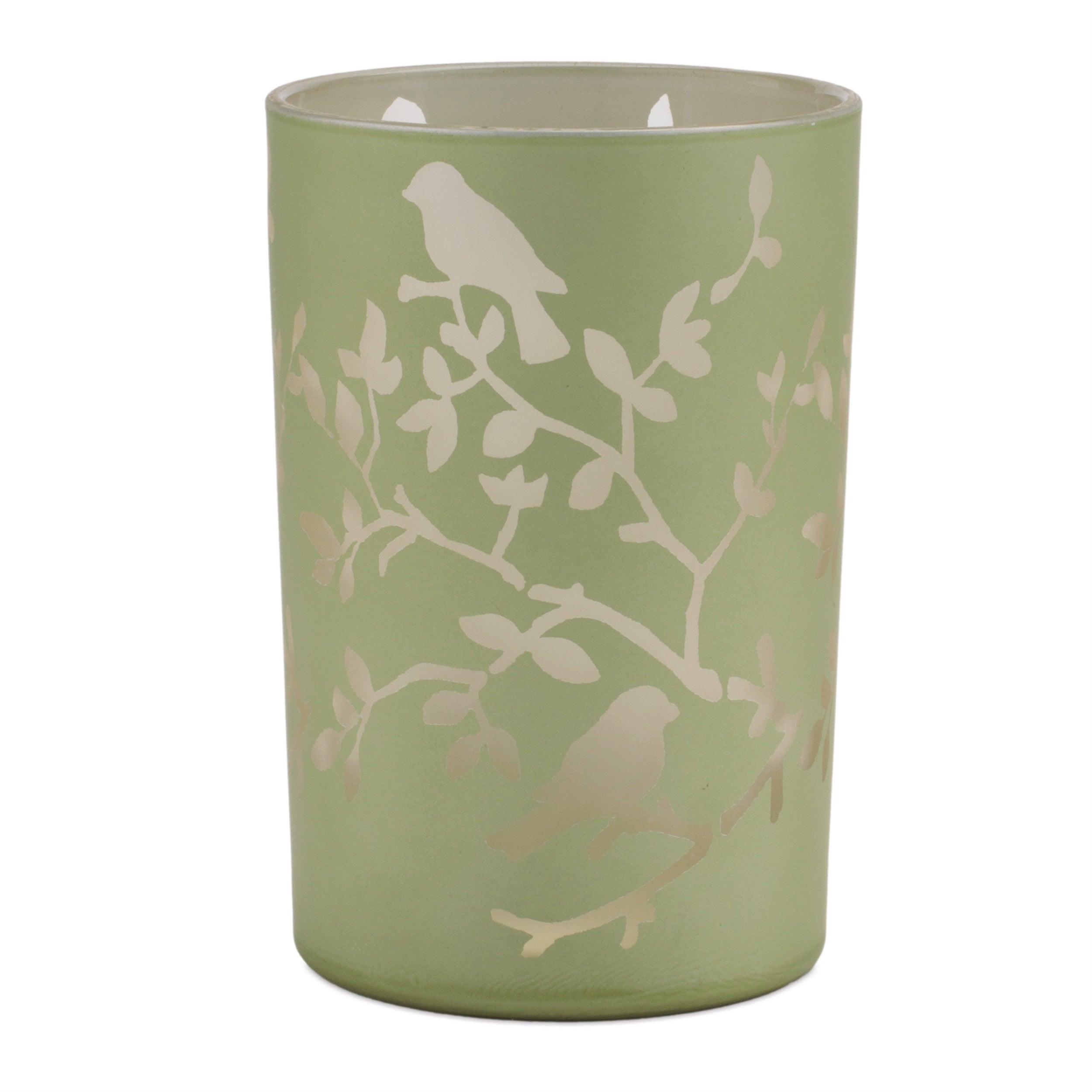 Frosted Floral Bird Candle Holder (Set of 2)