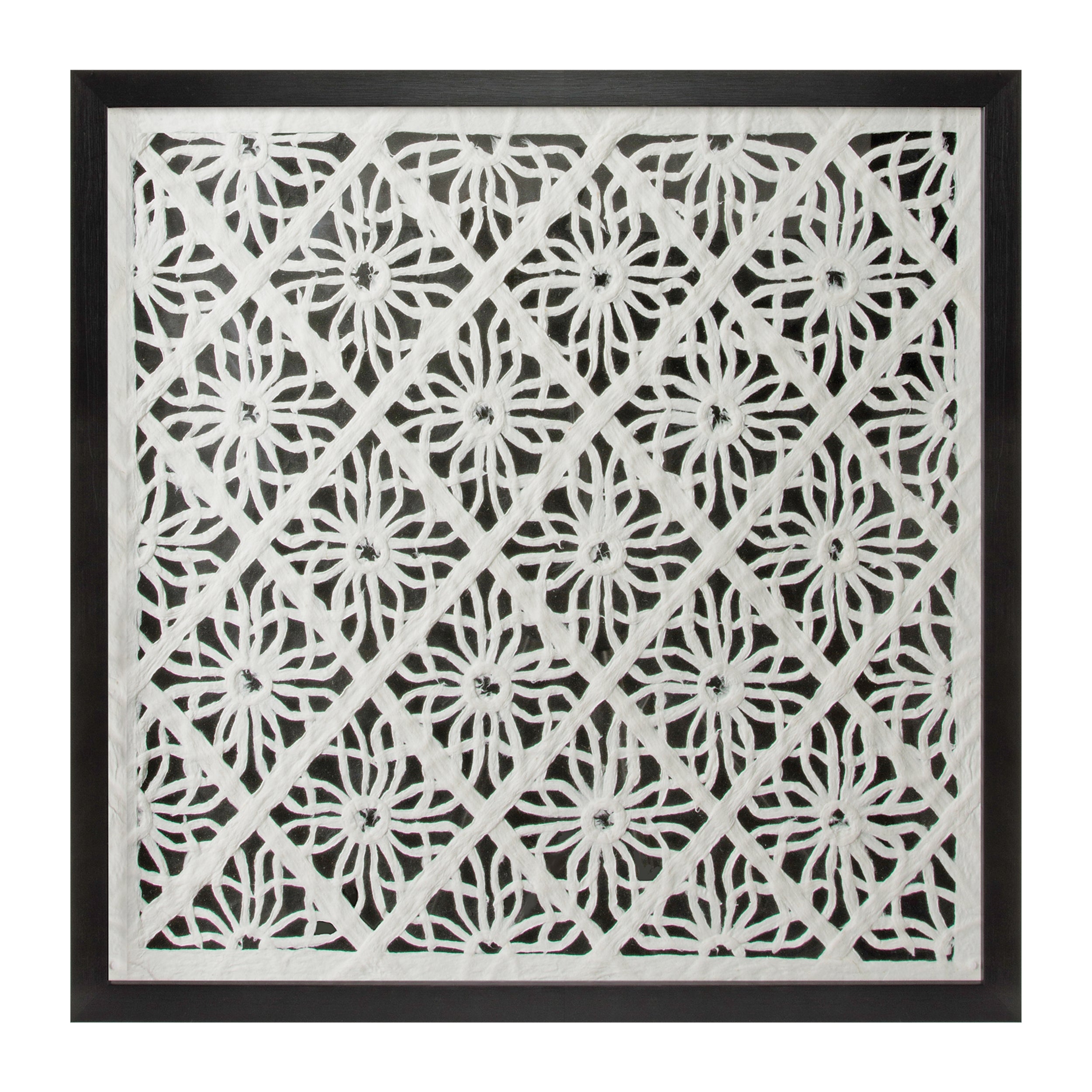 Framed Floral Wall Decor Under Glass 19.5"SQ