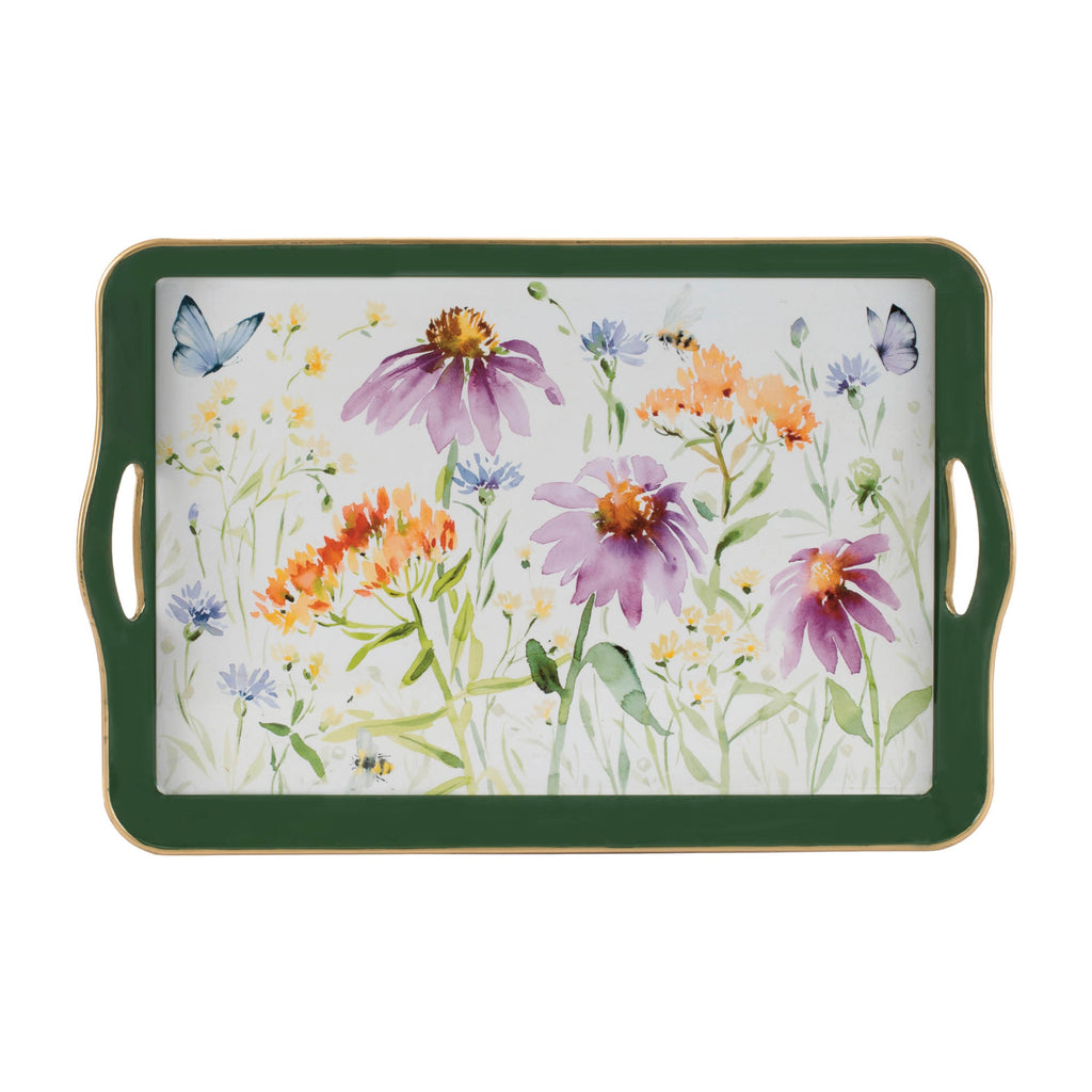 Wildflower Insect Print Tray with Handles 17"L