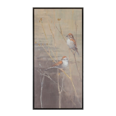 Framed Bird and Pussy Willow Print (Set of 2) 15.5"L x 32"H Plastic/Wood