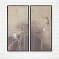 Framed Bird and Pussy Willow Print (Set of 2) 15.5"L x 32"H Plastic/Wood