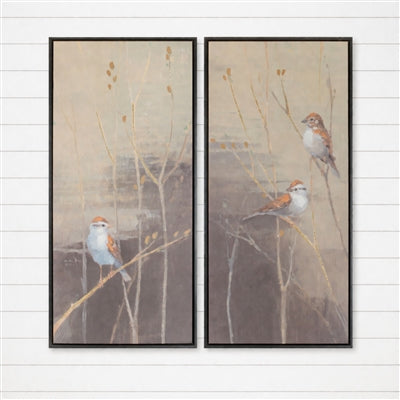 Framed Bird and Pussy Willow Print (Set of 2) 15.5"L x 32"H Plastic/Wood