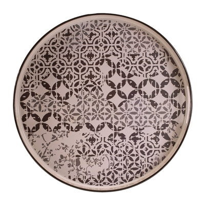 Round Ornate Geometric Print Tray 17.5"D