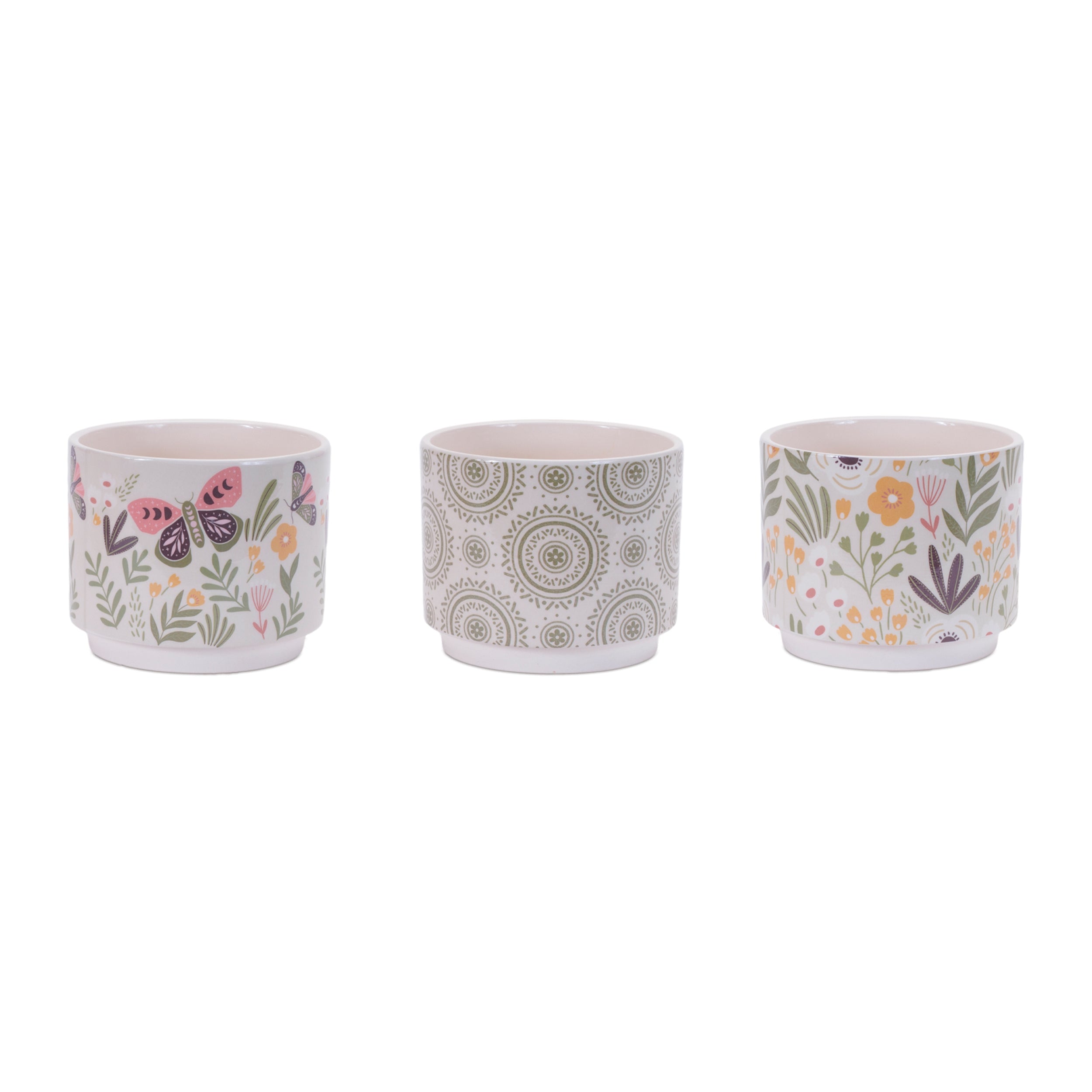 Stone Floral Patterned Planter (Set of 3)