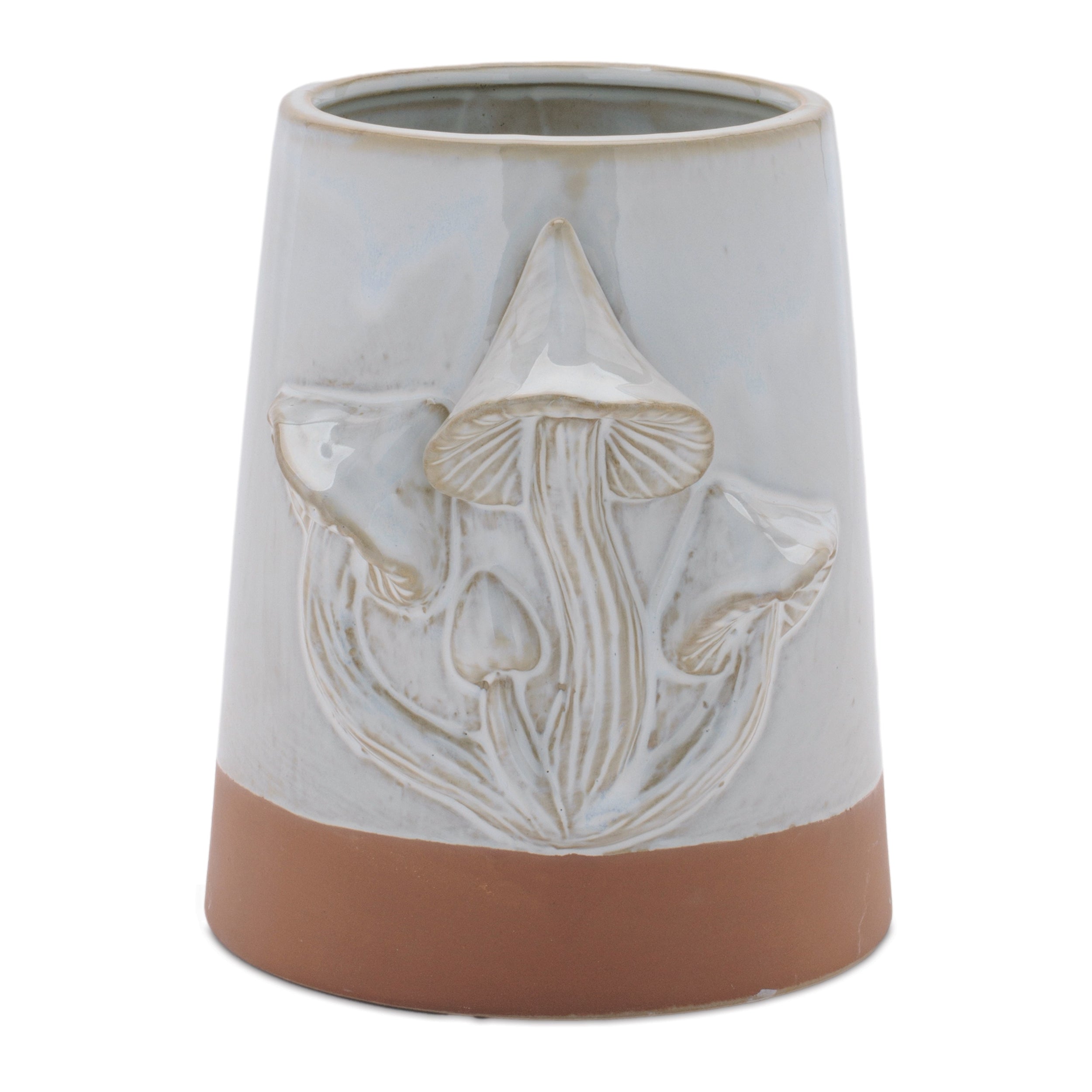 Tapered Porecelain Planter with Mushrooms (Set of 2)