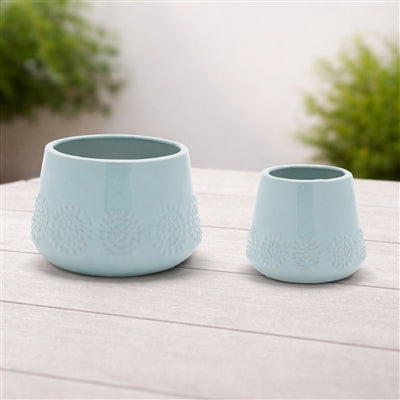 Ceramic Starburst Pattern Planter (Set of 2)
