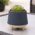 Ceramic Ribbed Footed Planter (Set of 2)