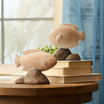 Fish on Rock Decor (Set of 4)