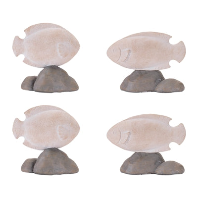 Fish on Rock Decor (Set of 4)