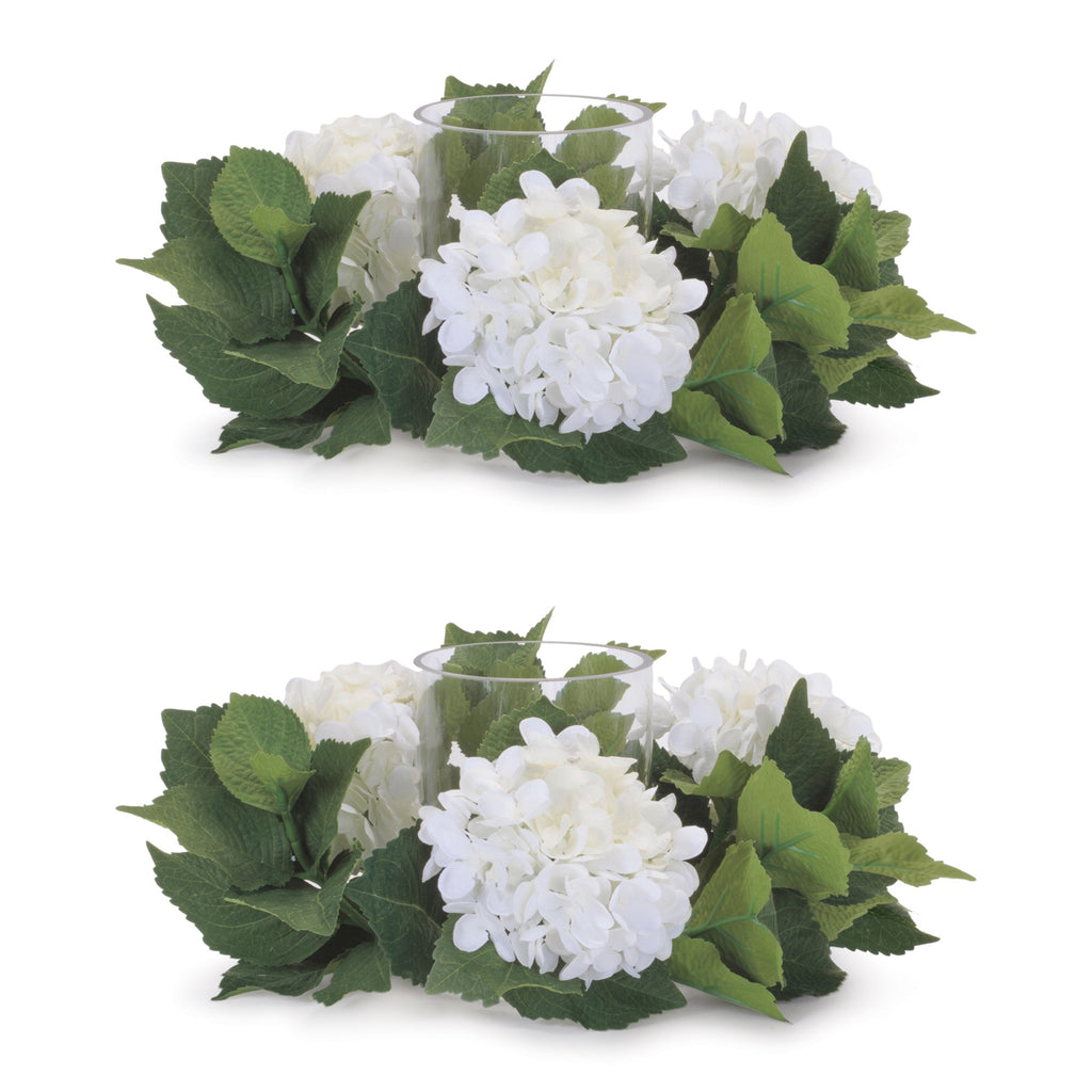Hydrangea Floral Candle Ring (Set of 2)