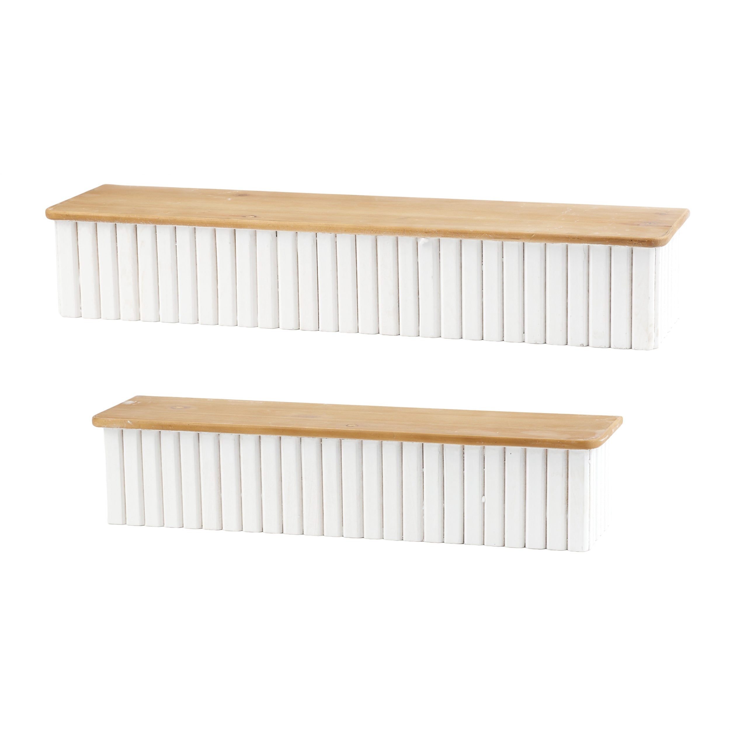 Ribbed Wood Wall Shelf (Set of 2)