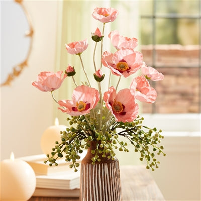 Poppy Spray (Set of 6) 25”H Fabric