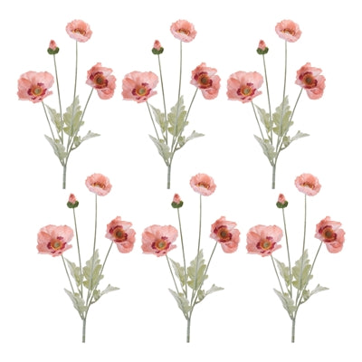 Poppy Spray (Set of 6) 25”H Fabric