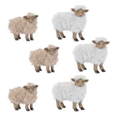Furry Sheep Figurine (Set of 6)