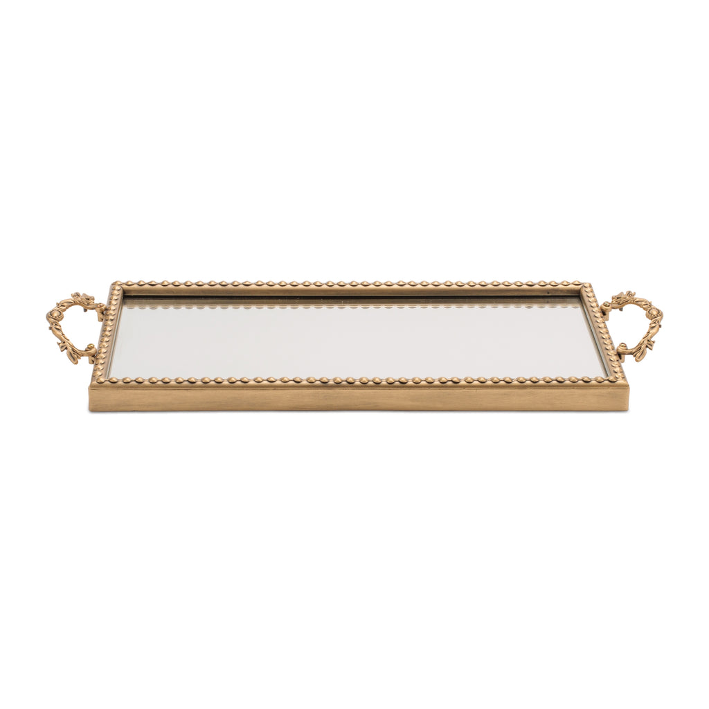 Mirror Tray (Set of 2) 18.5"L x 7"W x 1.75"H, 21"L x 8.25"W x 1.75"H Iron/Glass