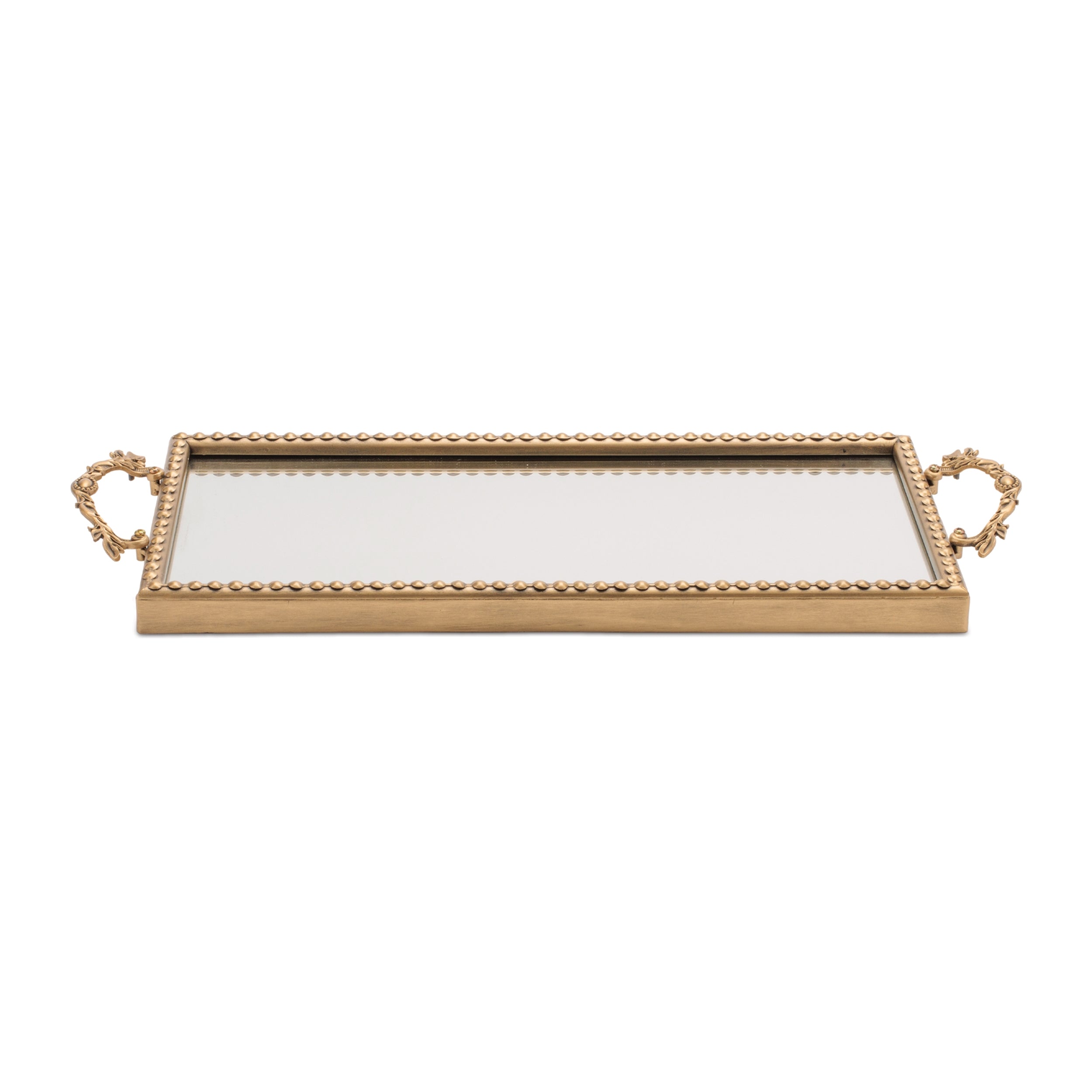 Mirror Tray (Set of 2) 18.5"L x 7"W x 1.75"H, 21"L x 8.25"W x 1.75"H Iron/Glass
