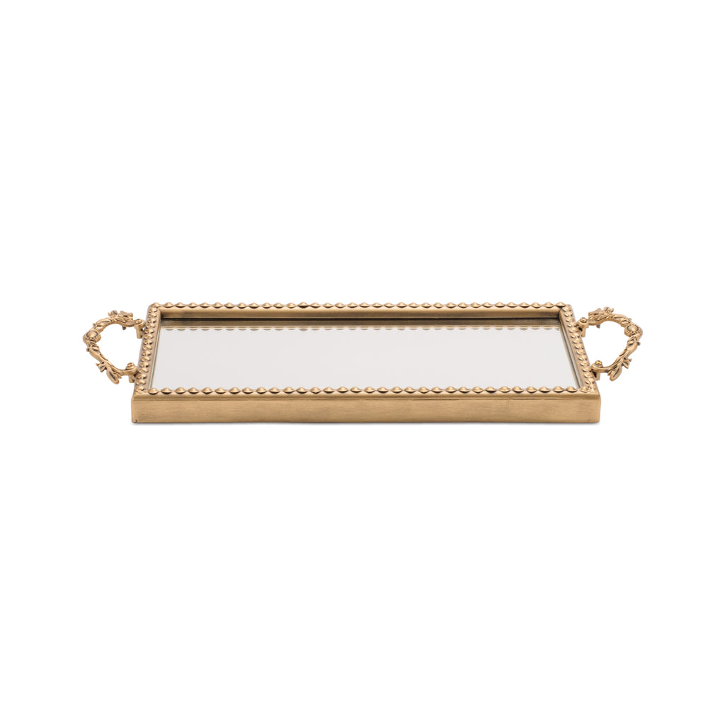 Mirror Tray (Set of 2) 18.5"L x 7"W x 1.75"H, 21"L x 8.25"W x 1.75"H Iron/Glass