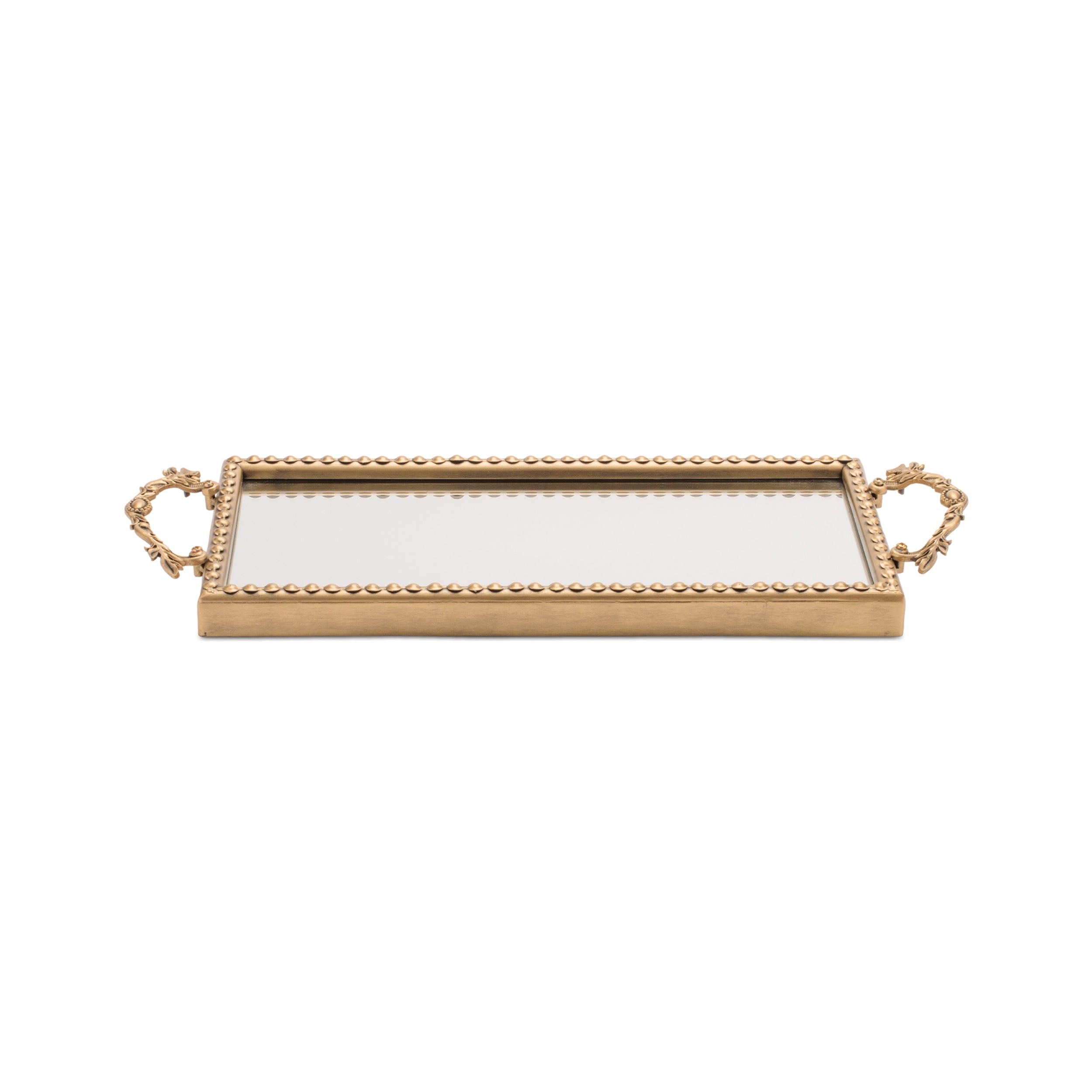 Mirror Tray (Set of 2) 18.5"L x 7"W x 1.75"H, 21"L x 8.25"W x 1.75"H Iron/Glass
