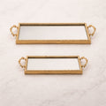 Mirror Tray (Set of 2) 18.5"L x 7"W x 1.75"H, 21"L x 8.25"W x 1.75"H Iron/Glass