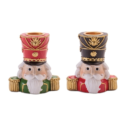 Nutcracker Taper Candle Holder (Set of 2) 3”H Resin