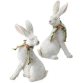 RESIN FLORAL GARLAND BUNNY 9" Set of 2