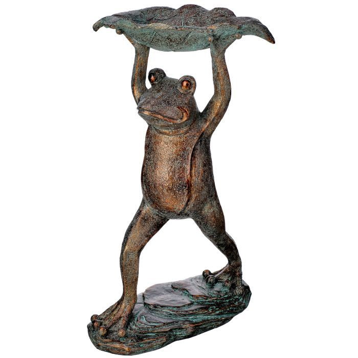 Resin Garden Standing Frog Feeder 18"
