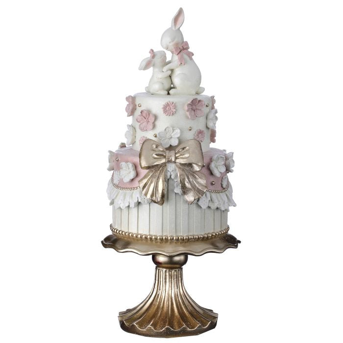 18" Resin Easter Double Layer Cake with Bunny Tabletop