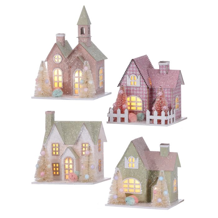 3.75" BTY SPRING CBOARD EASTER HOUSE Set of 4