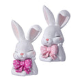 11" Resin Bunny with Polka dot bowtie-set of 2