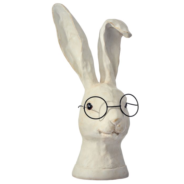11" Resin Bunny Bust with Glasses