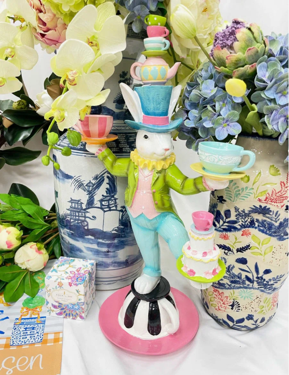 RESIN JUGGLING TEACUP BUNNY 24"