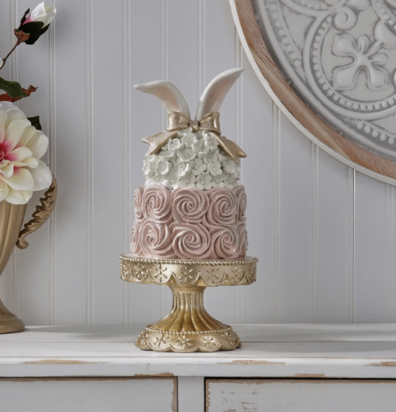 13.5" Resin Easter Cake Bunny Ear/Pedestal