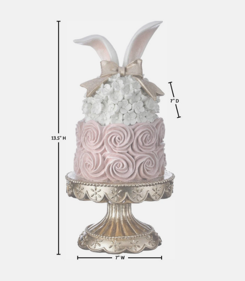 13.5" Resin Easter Cake Bunny Ear/Pedestal