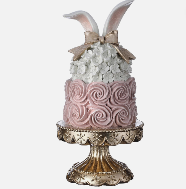 13.5" Resin Easter Cake Bunny Ear/Pedestal