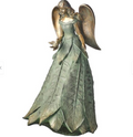 Resin Leaf Pattern Angel with Bird 13.25"
